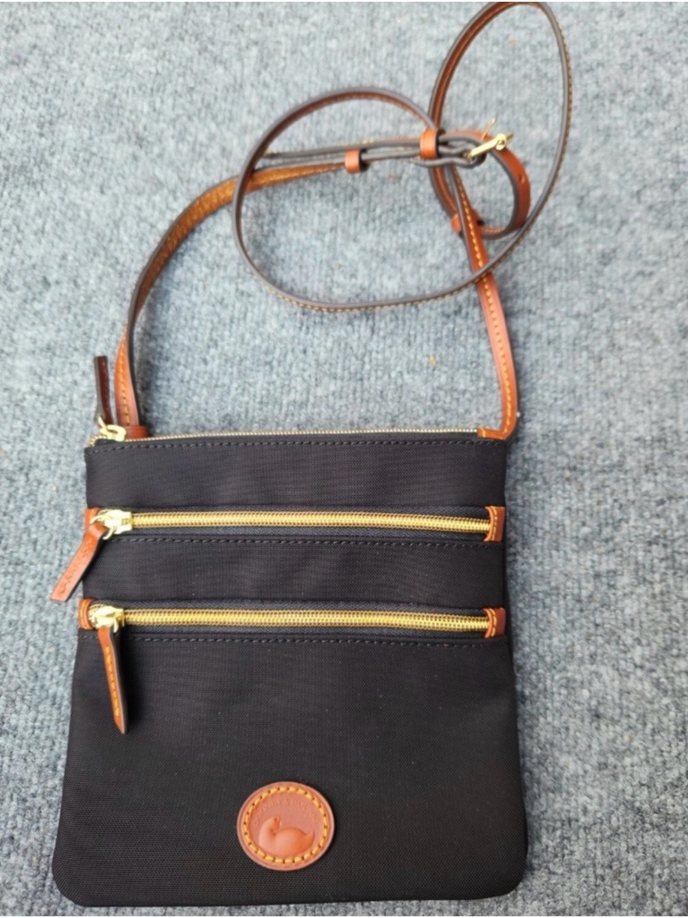 Dooney & Bourke Black Nylon North South Triple Zip Crossbody w/Leather Trim - Picture 6 of 6